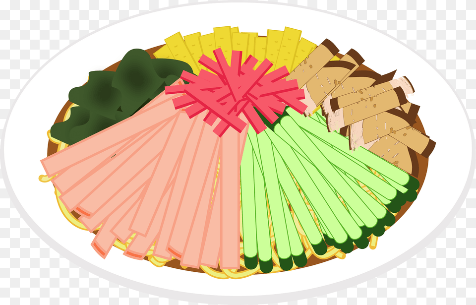 Hiyashi Chuka Noodle Food Clipart, Weapon, Sliced, Platter, Meal Png