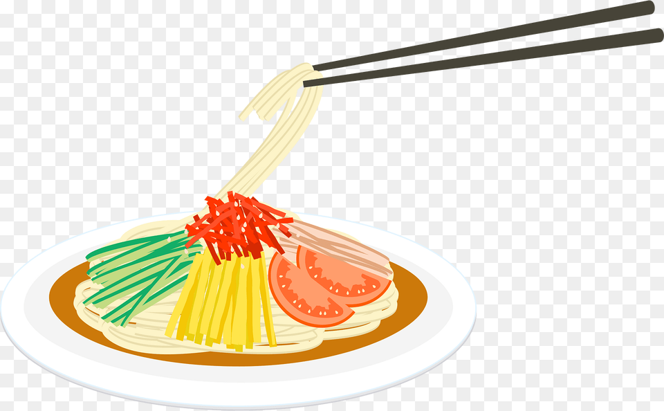 Hiyashi Chuka Noodle Food Clipart, Food Presentation, Meal, Spaghetti, Pasta Png