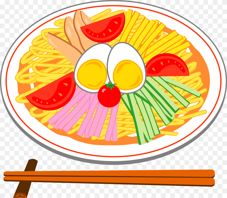 Hiyashi Chuka Noodle Food Clipart, Lunch, Meal, Dish, Platter Free Png