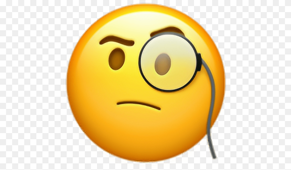 Hmm Emoji Sticker Face With Monocle Emoji, Sphere, Ball, Football, Soccer Png Image