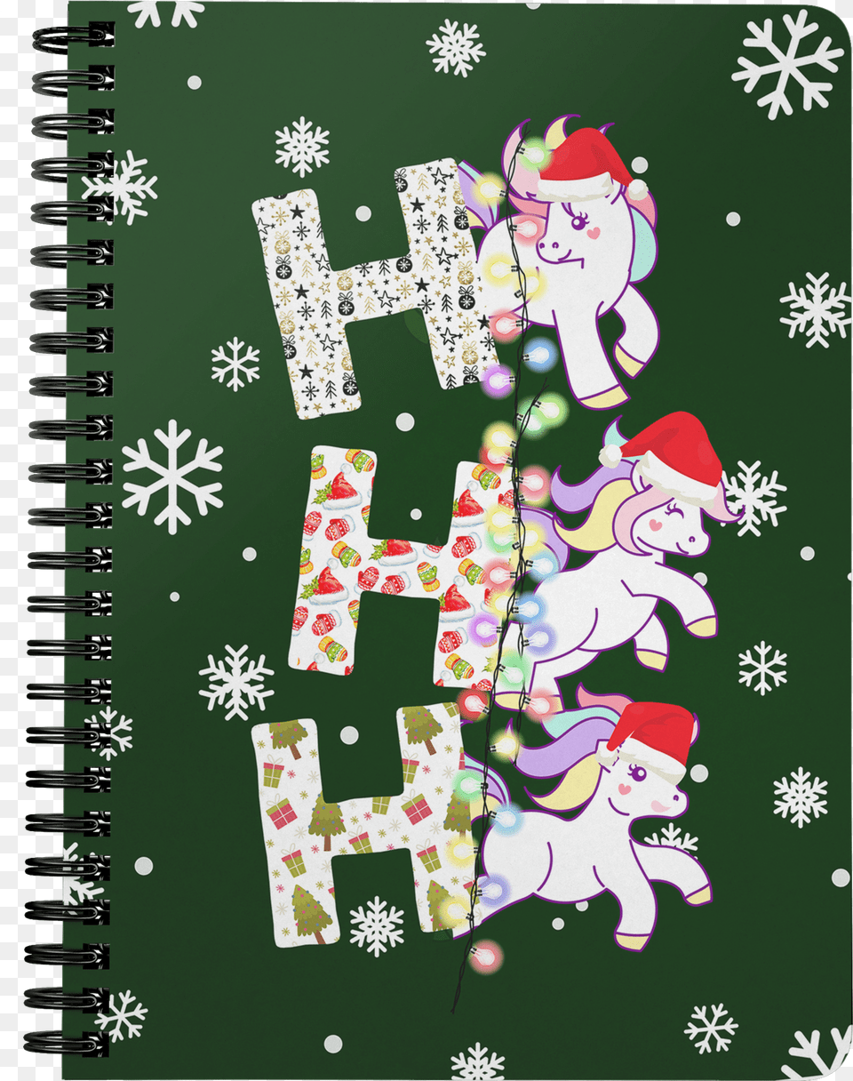 Ho Ho Ho Unicorn With Led In Snow Spiral Bound Notebooks, Baby, Person, Face, Head Free Png Download