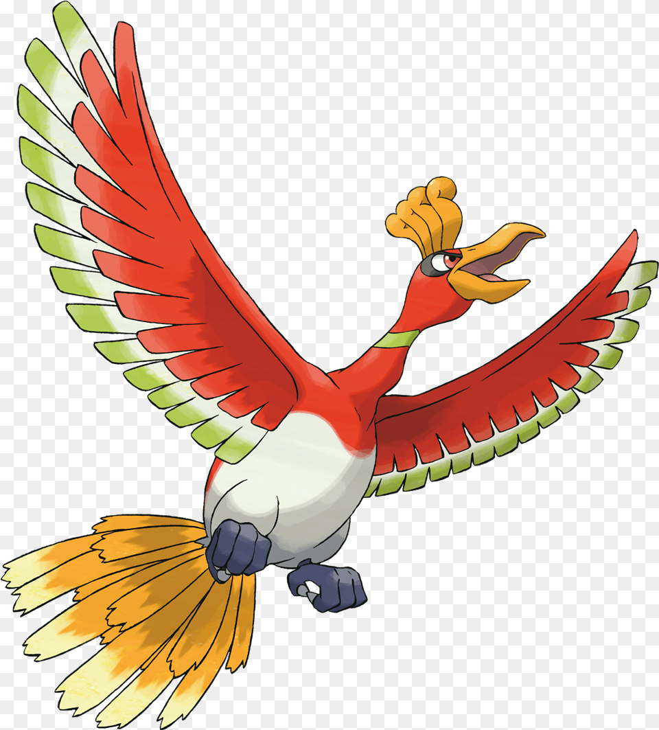 Ho Oh 250 A Legend Says That Its Body Glows In Seven Legendary Pokemon Ho Oh, Animal, Beak, Bird, Flying Png Image