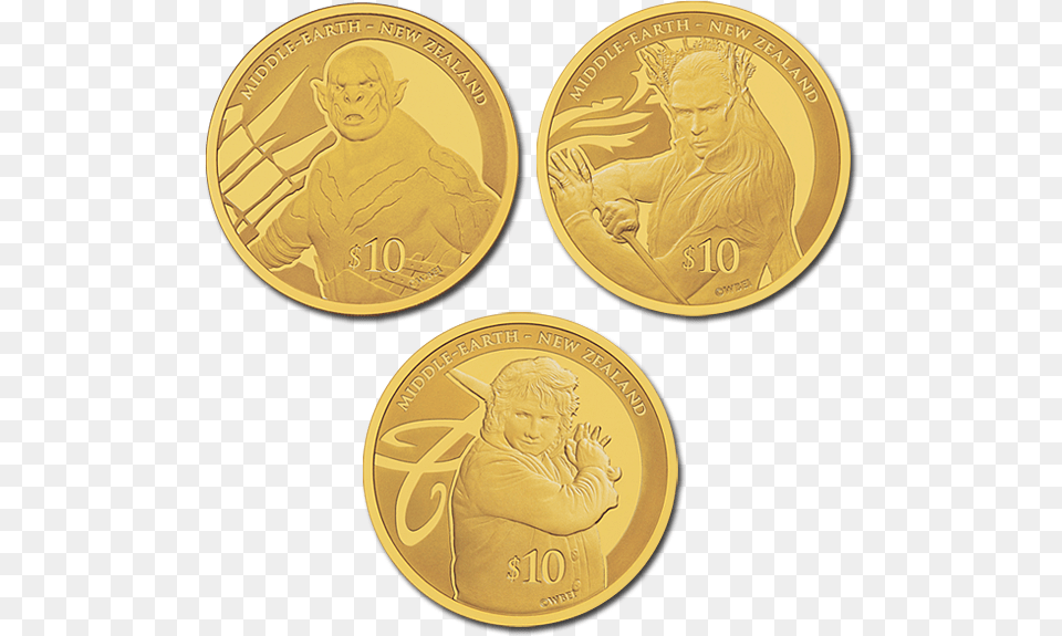 Hobbit Thranduil Coin, Gold, Adult, Man, Male Png Image