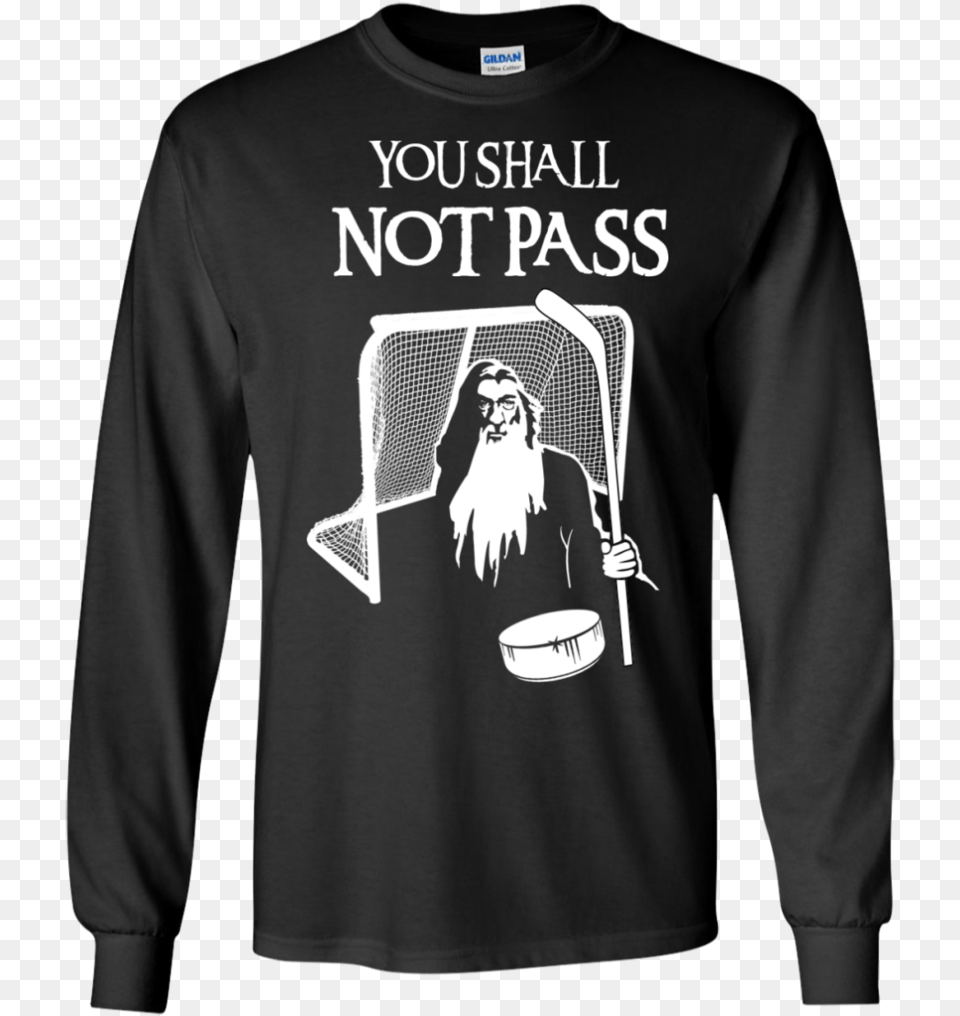 Hockey Gandalf Goalie Cotton Mens Long Sleeve T Shirt, T-shirt, Clothing, Long Sleeve, Person Png
