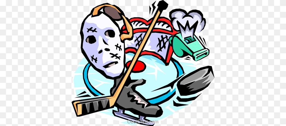 Hockey Goalie Mask Stick Whistle Royalty Vector Clip Art, Cleaning, Person, Face, Head Free Transparent Png