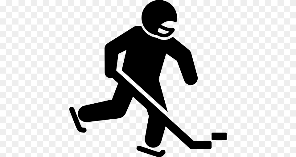 Hockey Player Icon, Gray Free Png