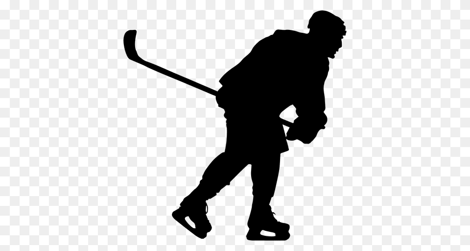 Hockey Player Skating Silhouette, Adult, Male, Man, Person Png