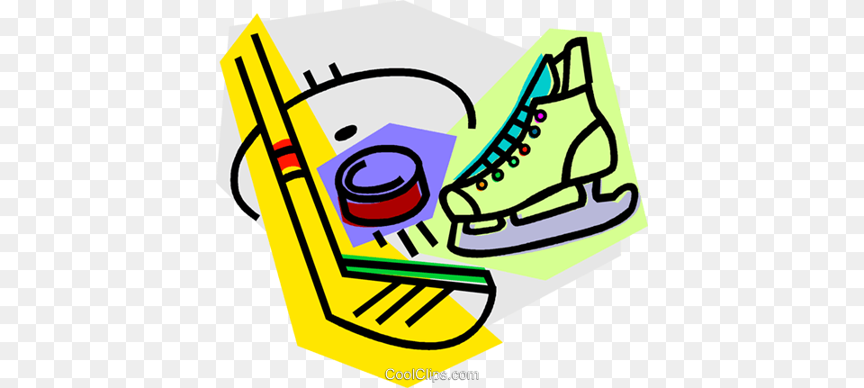 Hockey Stick With Skates And Puck Royalty Free Vector Clip Art, Graphics, Clothing, Footwear, Shoe Png