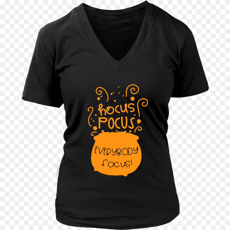 Hocus Pocus Everybody Focus Funny Halloween T Shirt Today Is Leg Day Ladies District Womens V Neck, Clothing, T-shirt Free Png Download