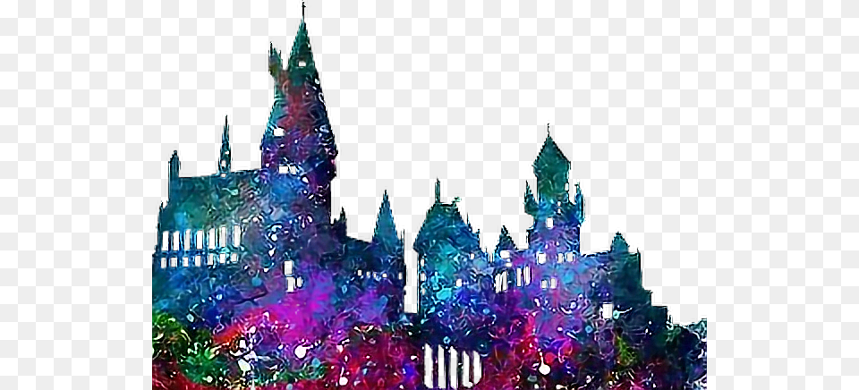 Hogwarts Castle Harry Potter Castle Watercolor, Purple, Crystal, Christmas, Christmas Decorations Png Image