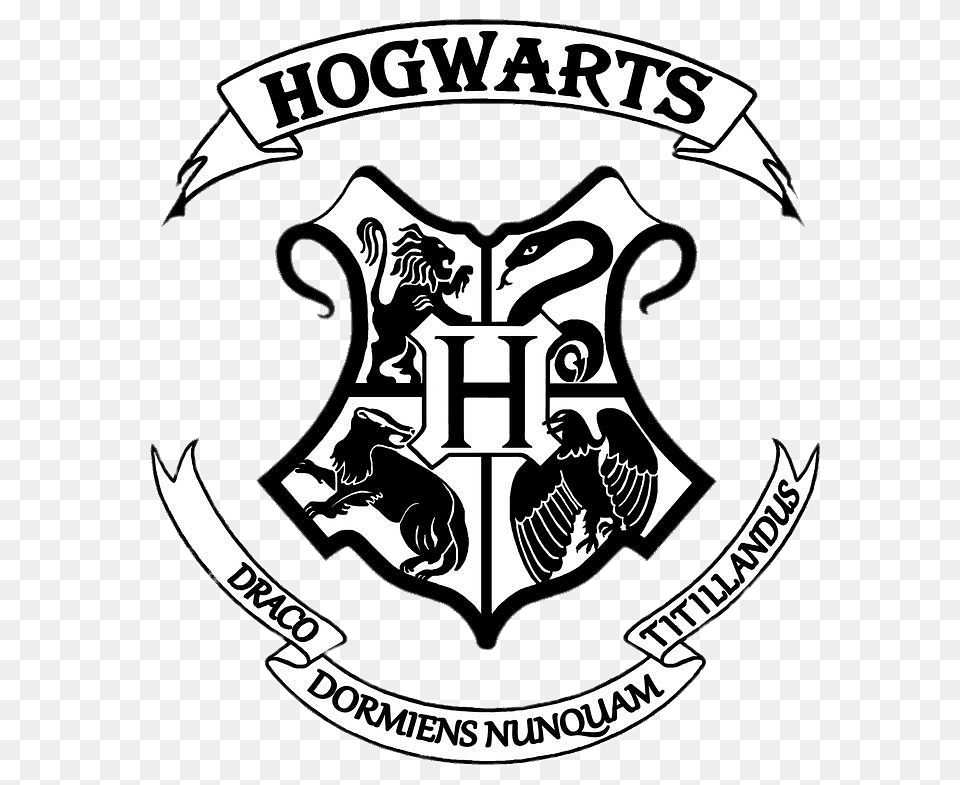 Hogwarts Logo Black And White, Emblem, Symbol, Animal, Bird Png