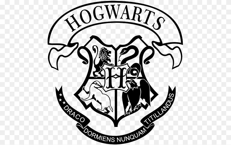 Hogwarts Logo Free Download Hogwarts Crest Printable Black And White, Electronics, Hardware, Emblem, Symbol Png Image