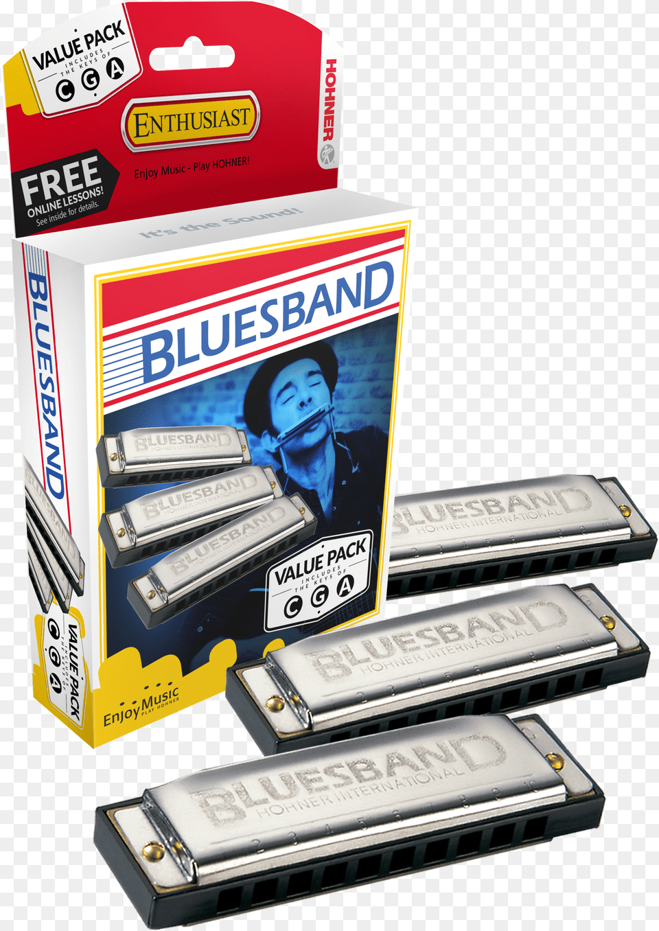 Hohner Blues Band 3 Pack Harmonicasclass Hohner Bluesband Harmonica, Musical Instrument, Adult, Male, Man Free Transparent Png