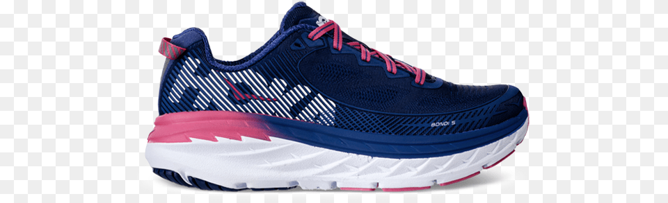 Hoka One One Bondi 5 Womens Blue Print Surf The Web Hoka Bondi 5 W, Clothing, Footwear, Running Shoe, Shoe Png Image