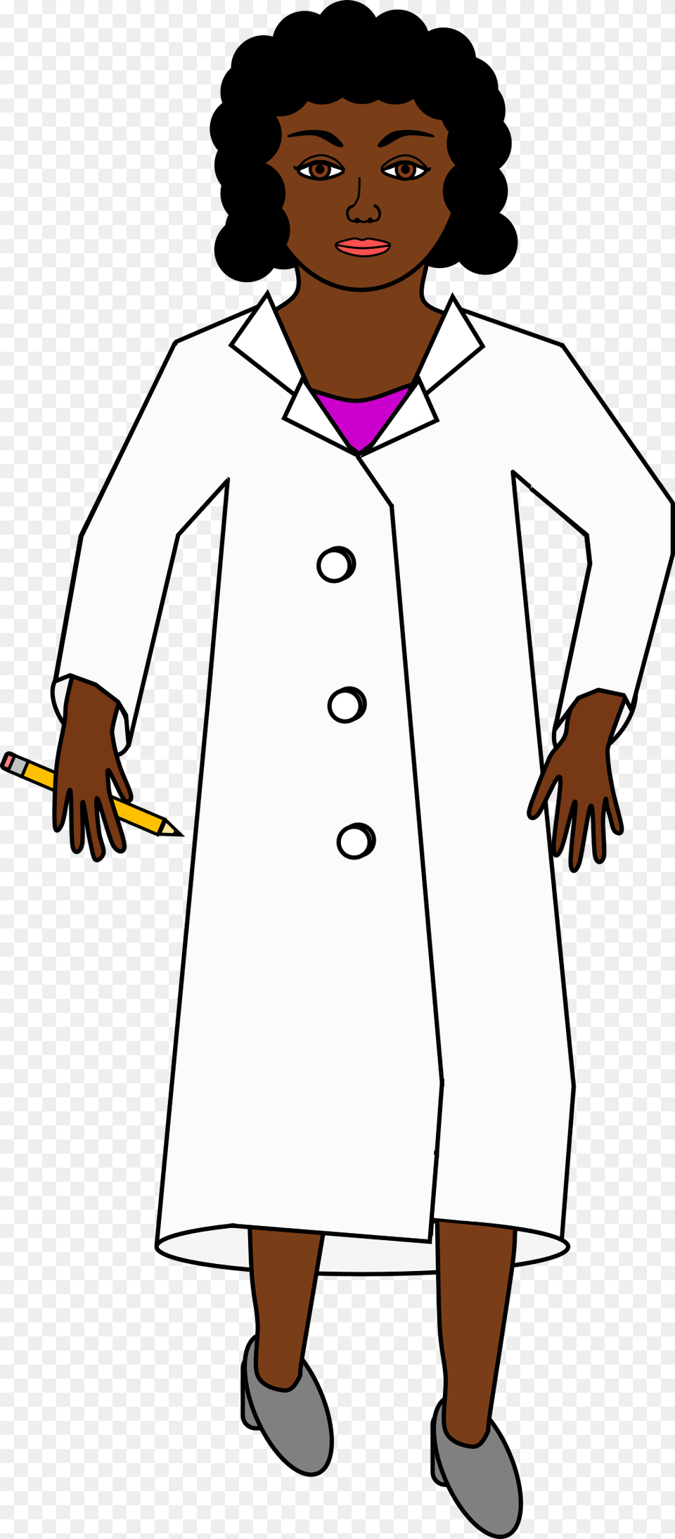 Holding A Pencil Big Black Woman Scientist Cartoon, Adult, Sleeve, Person, Long Sleeve Png
