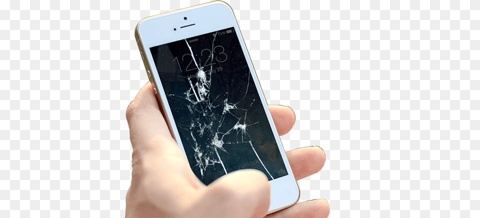 Holding An Iphone With A Broken Screen Hand Holding Broken Iphone, Electronics, Mobile Phone, Phone, Person Free Png Download