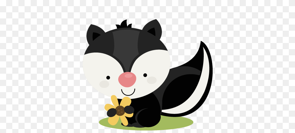 Holding Flower Cartoon Transparent Baby Skunk Clipart, Plant, Animal, Bear, Mammal Png Image