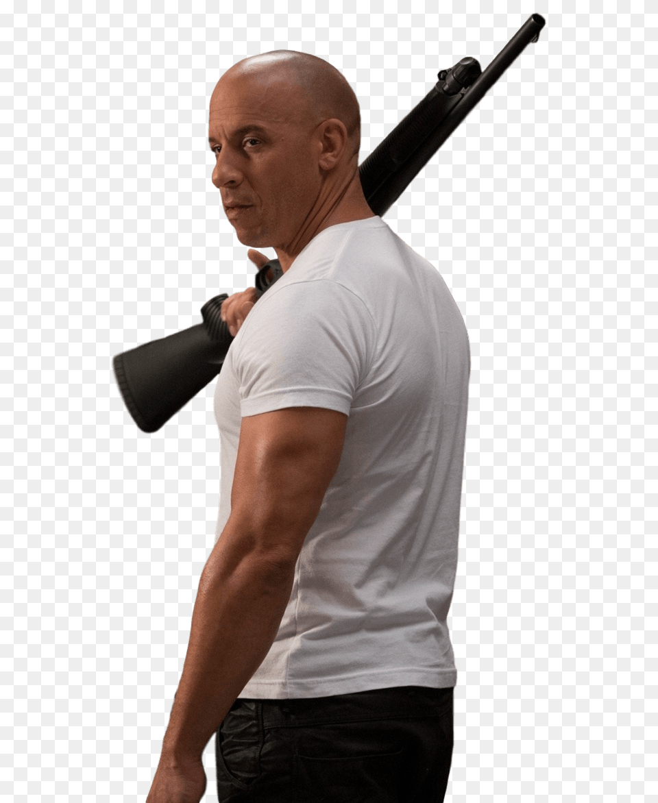 Holding Gun Vin Diesel Weapon, Clothing, Undershirt, Firearm Free Transparent Png