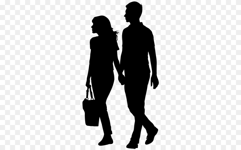 Holding Hands Couple Silhouette Clip Art Gallery, Gray Free Png Download