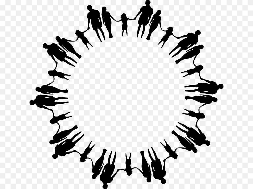 Holding Hands In Circle Silhouette, Gray Free Png Download