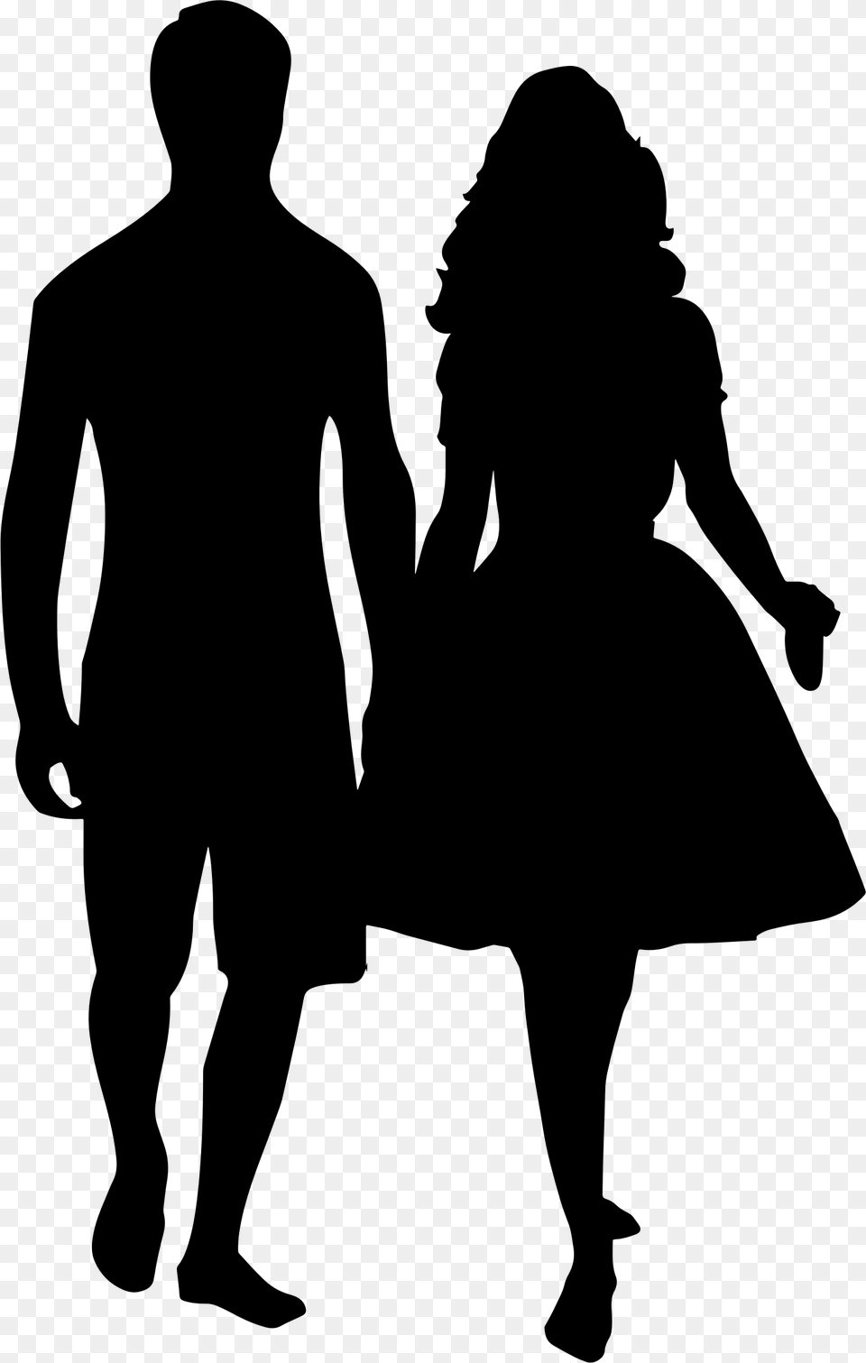 Holding Hands Silhouette Couple Clip Art Man And Woman Holding Hands Silhouette, Gray Free Png