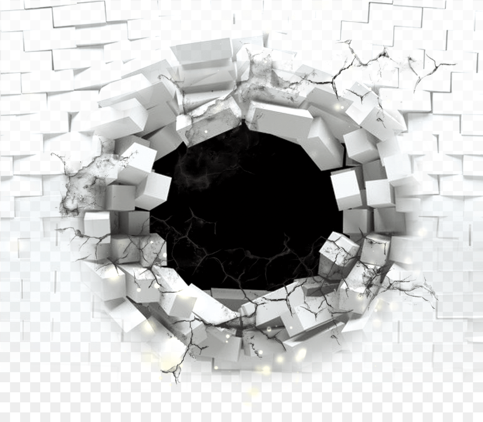Hole Brickwall Portal Broken Bricks Effects Effect Hole In Wall Transparent, Architecture, Building Free Png Download