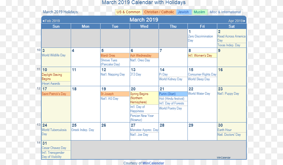 Holiday Calendar March 2019, Text Free Transparent Png
