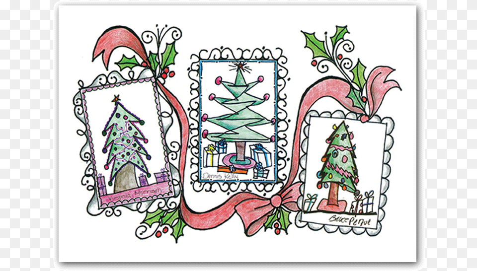 Holiday Card, Art, Doodle, Drawing, Mail Free Png Download
