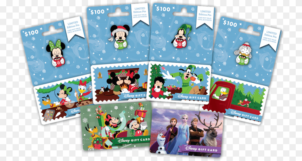 Holiday Disney Gift Cards Cartoon, Person, Business Card, Paper, Text Png