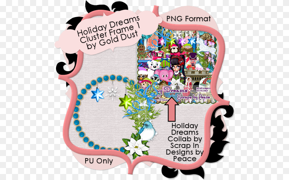 Holiday Dreams Ftu Cluster Frame Frenzy Holiday Picture Frame Format, Art, Collage, Pattern, Person Png