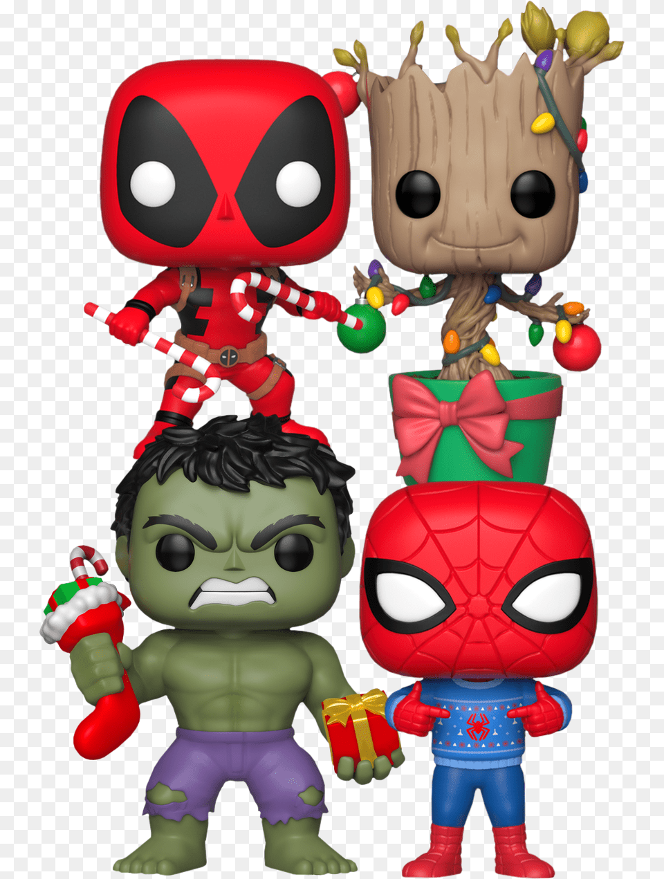 Holiday Funko Pop Vinyl Bundle Marvel Holiday Funko Pop, Baby, Person, Face, Head Png Image