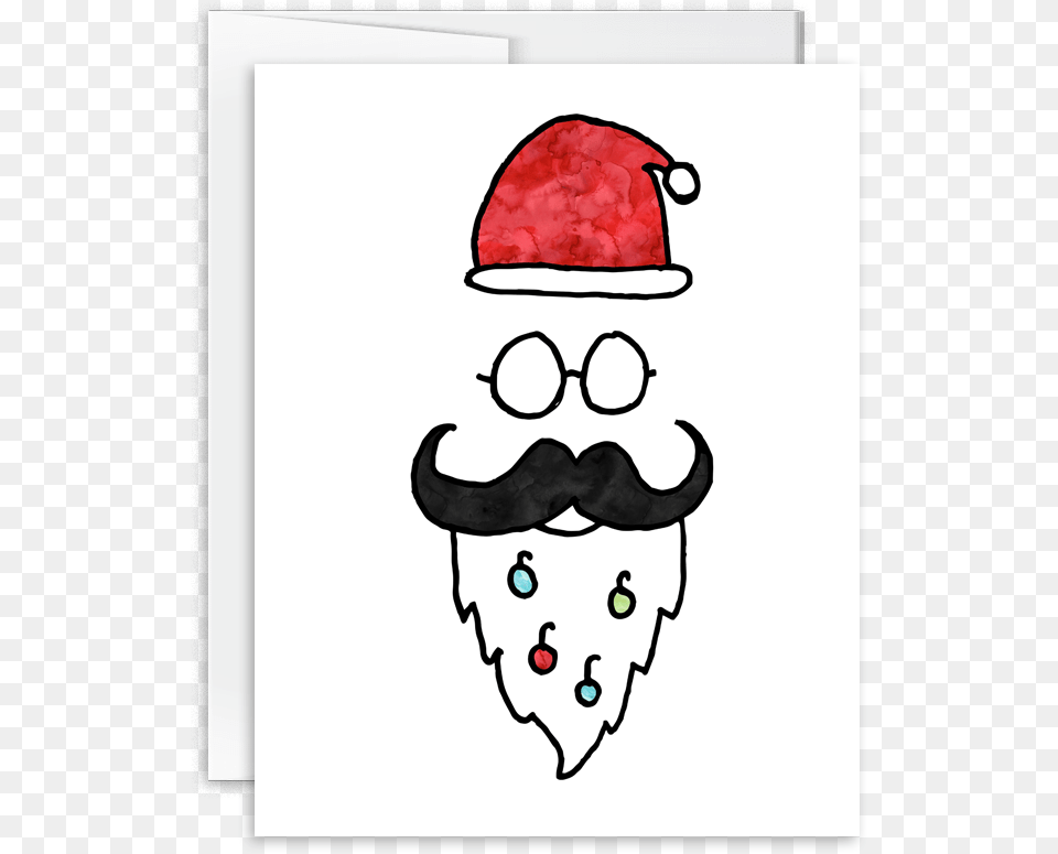 Holiday Hipster Hand Drawn Watercolor Christmas Card Cartoon, Face, Head, Person, Accessories Png Image