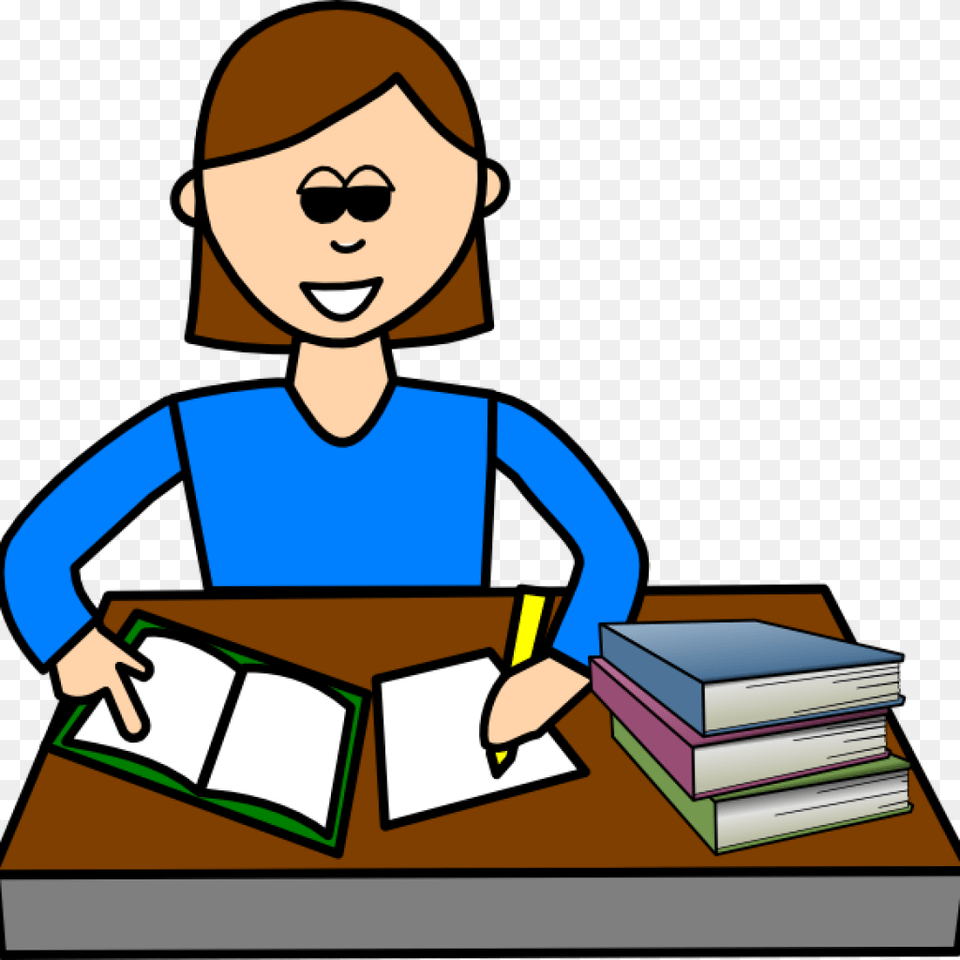 Holiday Homework Clipart Student Studying Clipart, Person, Reading, Book, Publication Free Png