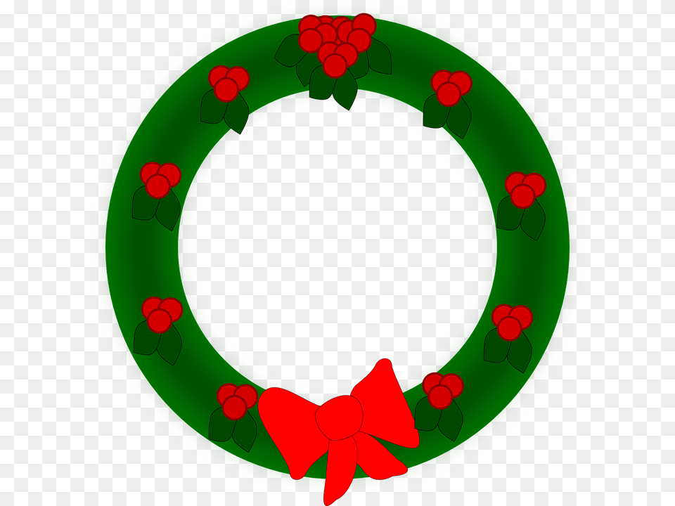 Holiday Round Garland Decorated With Pine Branch Snow Flakes, Green, Plate, Wreath Free Png