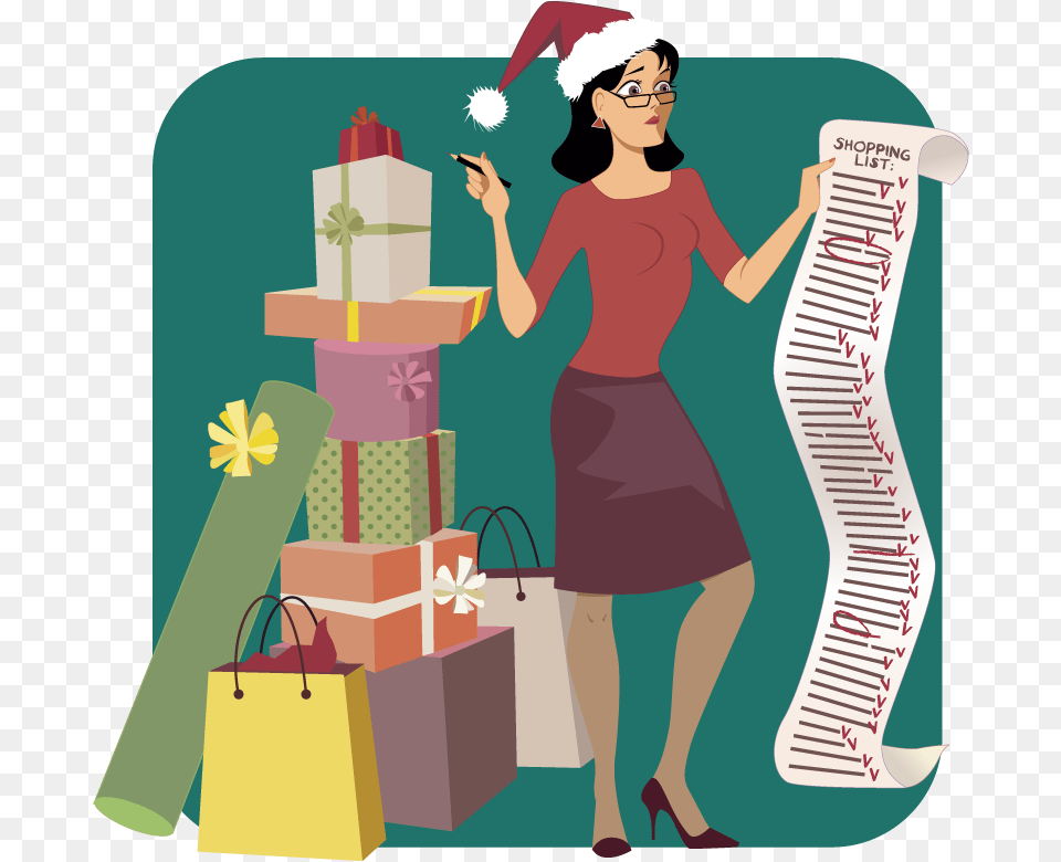 Holiday Shopping Clip Art, Woman, Adult, Female, Person Png