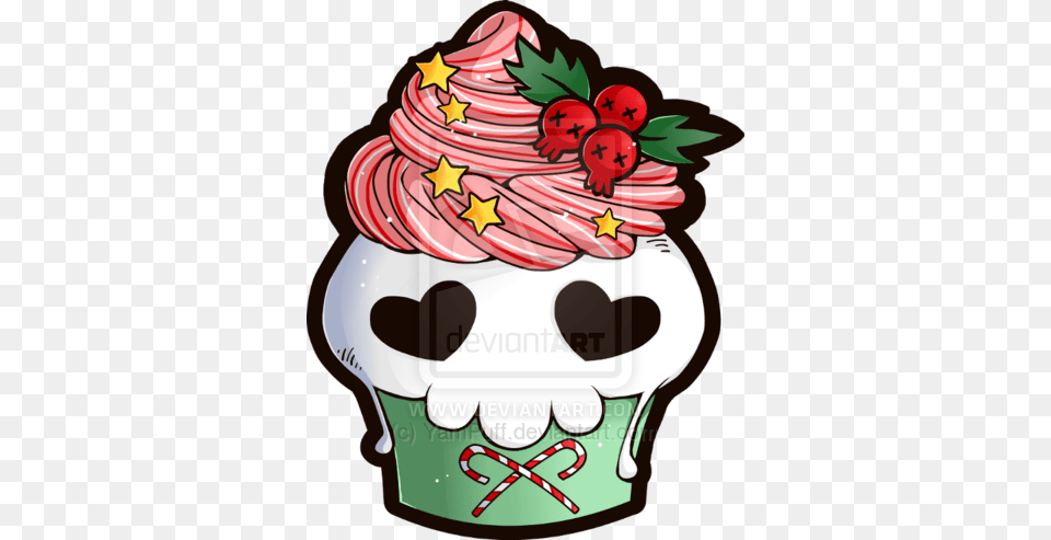 Holiday Skull Cupcake By Yampuff Holiday Skull, Cake, Cream, Dessert, Icing Png
