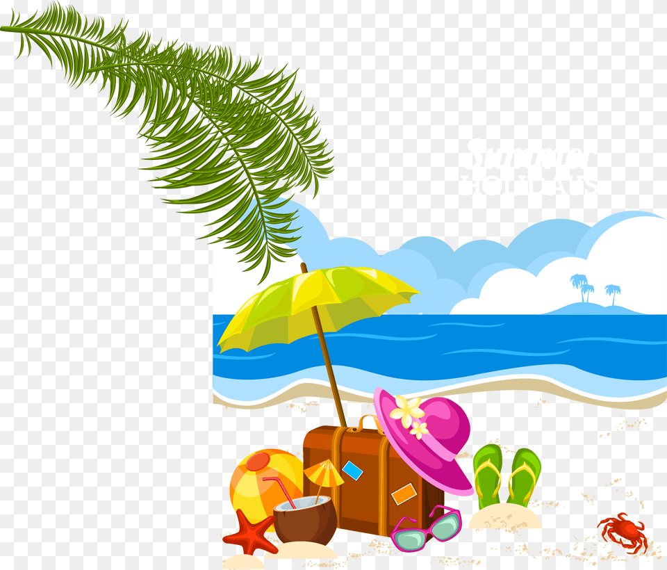 Holiday Summer Vacation Clip Art, Beach, Shoreline, Sea, Outdoors Free Png Download