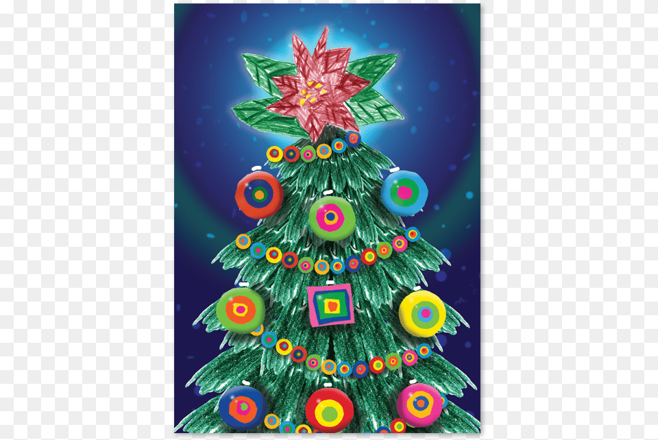 Holiday Tree With A Poinsettia As The Star On Top Christmas Tree, Birthday Cake, Cake, Cream, Dessert Free Png