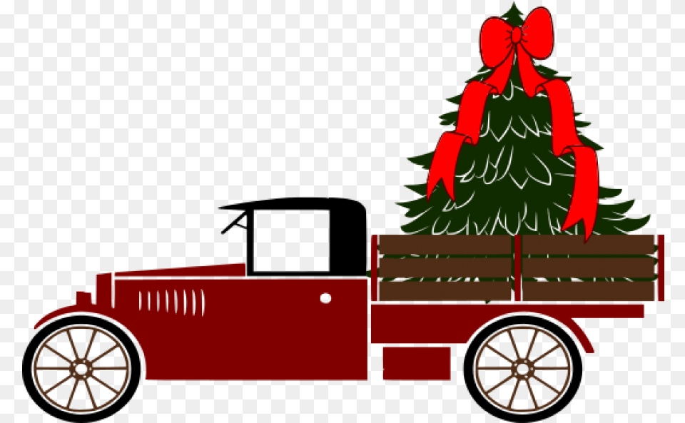 Holiday Vintage Christmas Tree Truck Old Lorry Icon, Machine, Wheel, Transportation, Vehicle Png