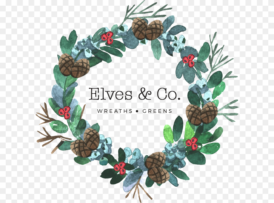 Holiday Wreaths And Greens Wasserfarben Gemalte Blumen, Pattern, Animal, Reptile, Sea Life Png Image