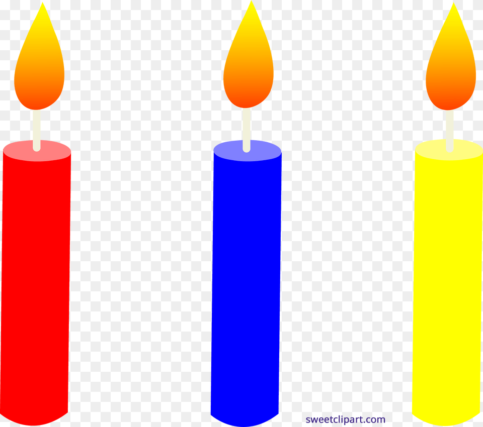 Holidays Birthday Candles Trio Clipart, Candle, Dynamite, Weapon Free Transparent Png