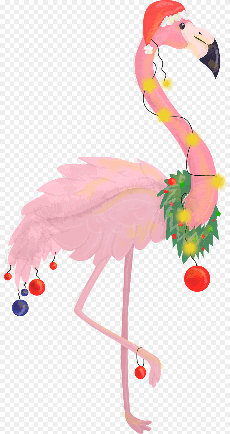 Holidays Pink Bird Flamingo For Clipart Christmas Flamingo, Animal, Beak, Baby, Person Free Transparent Png