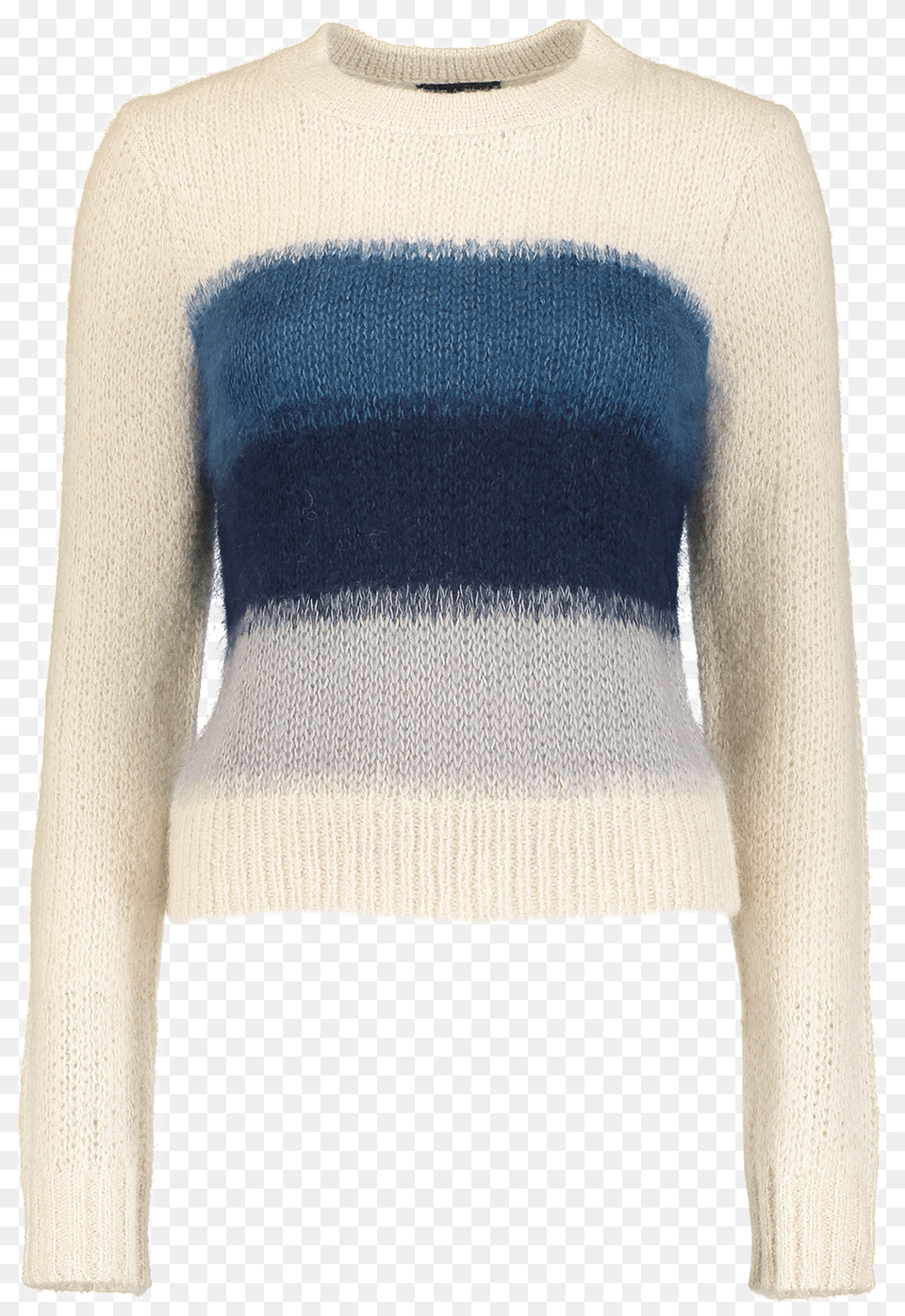 Holland Crop Crewneck Sweater Ivoryblue Crew Neck, Clothing, Knitwear, Coat Free Png