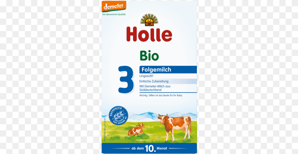 Holle Organic Stage 3 Organic Cows Milk Baby Formula Holle, Advertisement, Poster, Animal, Cattle Png