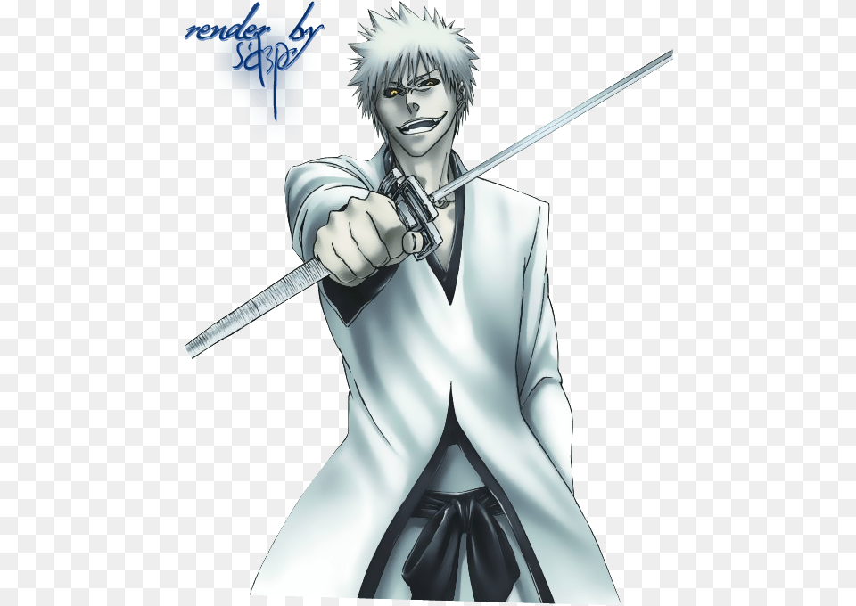 Hollow Ichigo Hollow Ichi Hd Wallpaper And Background Bleach Kurosaki Ichigo Halloween Cosplay Costume White, Book, Comics, Weapon, Sword Free Transparent Png