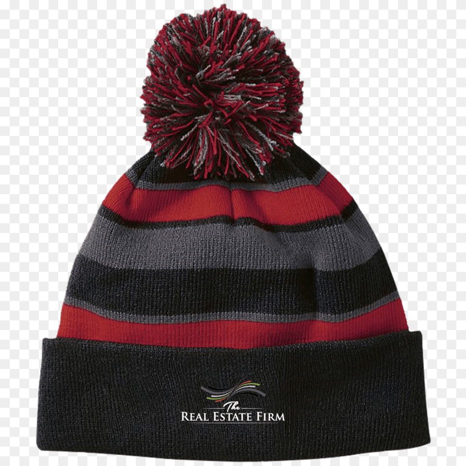 Holloway Striped Beanie With Pom Tref Swag, Cap, Clothing, Hat Free Png