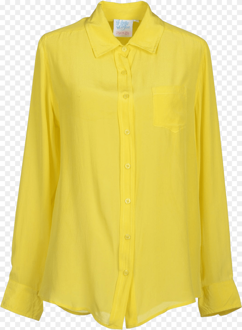 Holly Blue Yellow Silk Shirt Blouse, Clothing, Dress Shirt, Long Sleeve, Sleeve Free Png