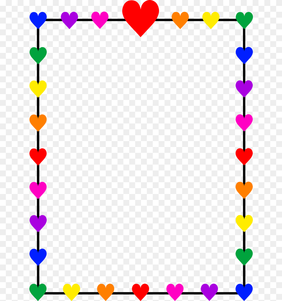 Holly Clipart Border Rainbow Rainbow Hearts Border, Heart, Paper Png Image
