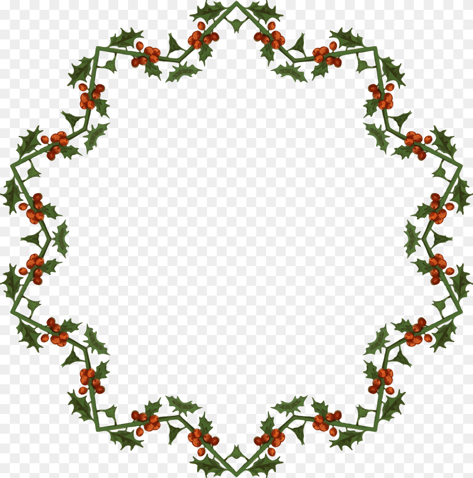 Holly Frame 5 Clip Arts Circle Christmas Border, Art, Floral Design, Graphics, Pattern Png Image