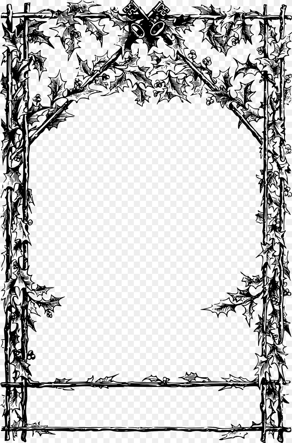 Holly Frame Clip Art, Gray Png Image